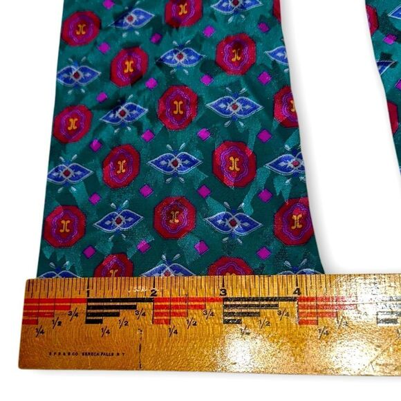 Vintage Purple and Teal Geometric Print Silk Pussybow Scarf, Hair band, Tie Belt - Picture 8 of 10